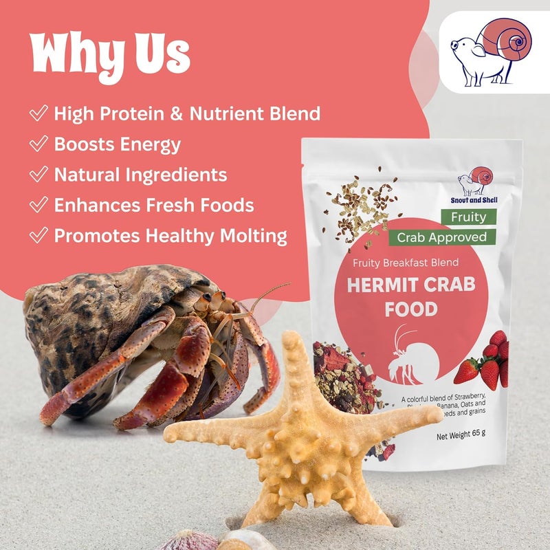 Snout and Shell Natural Hermit Crab Food – High-Protein Hermit Food with Real Fruit and Sprouted Grains – 65 g (2.3 oz) Crab Food for Pet Hermit Crabs by - Image 3